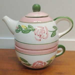 Floral Teapot and Cup Duo